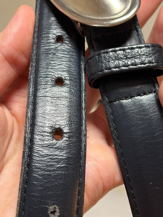 Vintage Clara Studio Asymmetry Made in USA Navy Leather Silver Buckle Belt Large main image 14